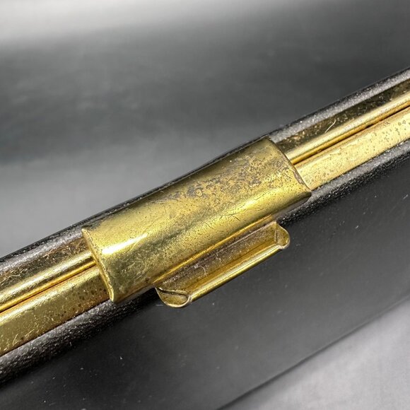 Vintage Handbag Mid Century Shimmery Gray Purse Gold Tone Top Handle Retro - Picture 5 of 12